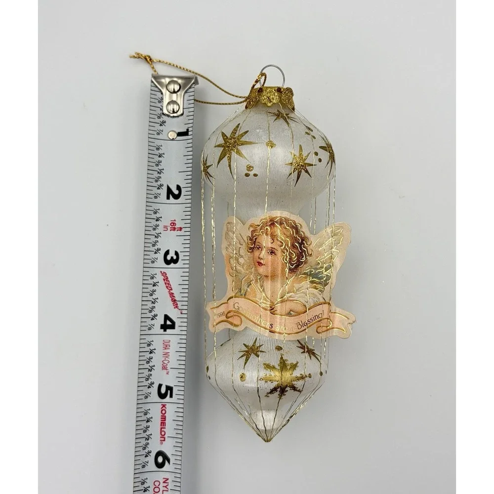 Carlton Cards 1996 Heirloom Ornament Godmother Heavenly Angel Glass Vintage